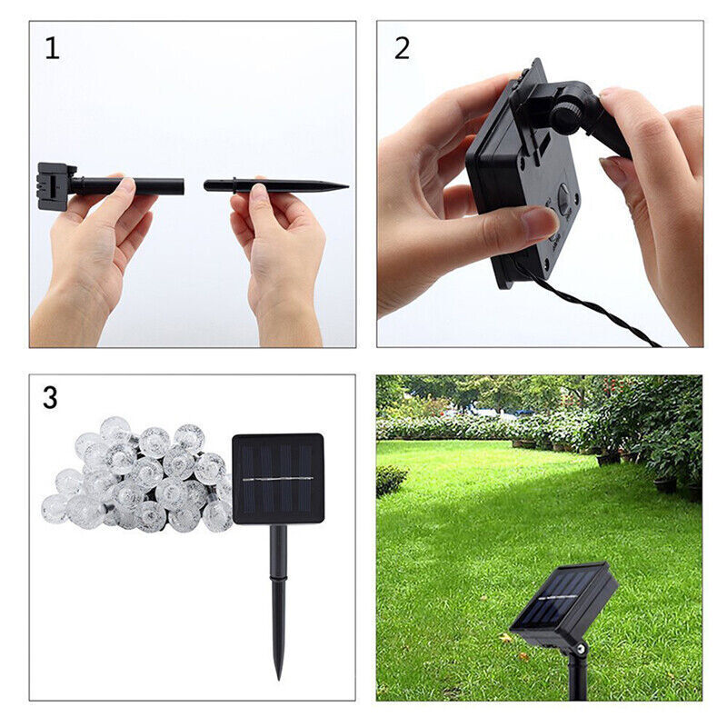 Solar Powered 30 LED String Light Garden Path Yard Decor Lamp Outdoor Waterproof