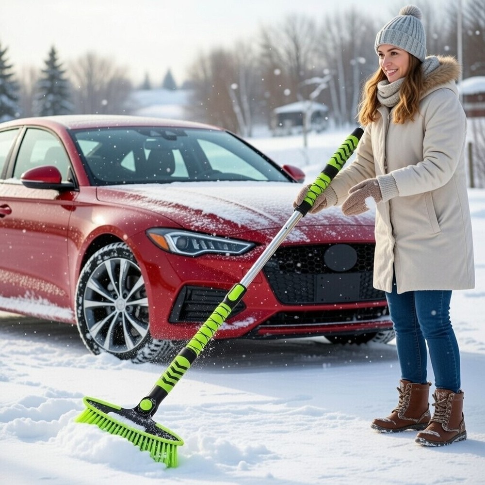 43" Extendable Car Snow Brush Ice Scraper Windshield Removal Too