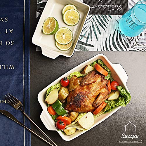 Ceramic Bakeware Set, Rectangular Baking Dish Lasagna Pans for Cooking, Navy