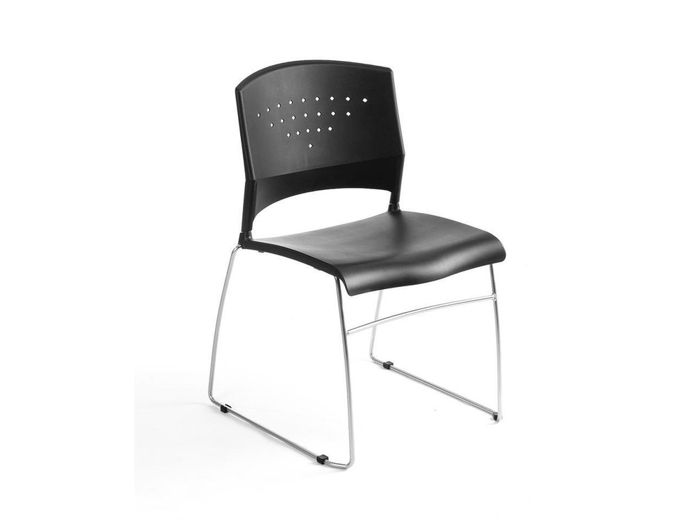 Boss Black Stack Chair With Chrome Frame 4 Pcs Pack