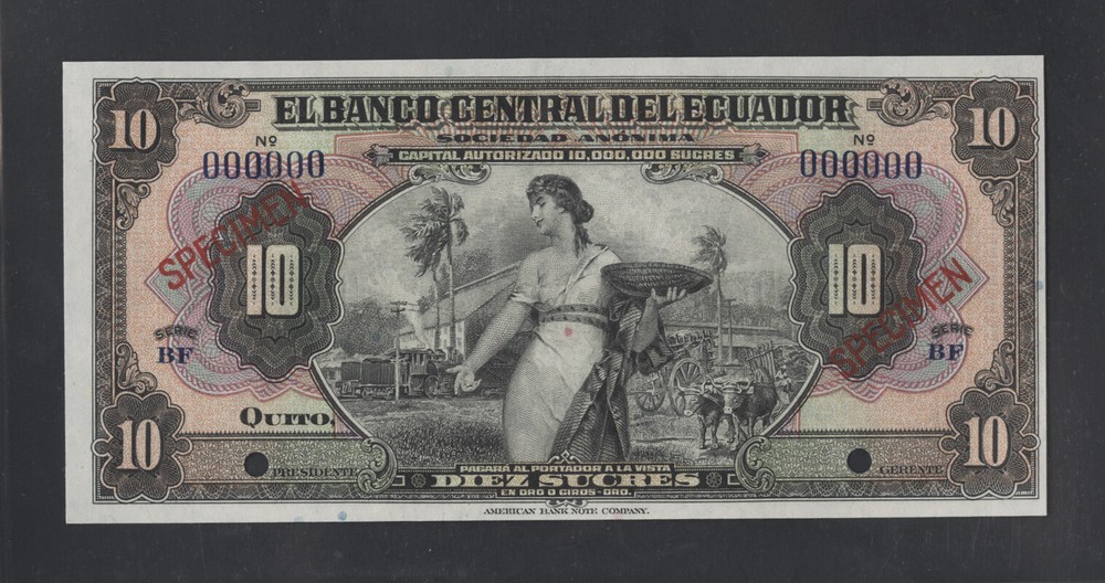 Ecuador Banknote Specimen Catalog 85s