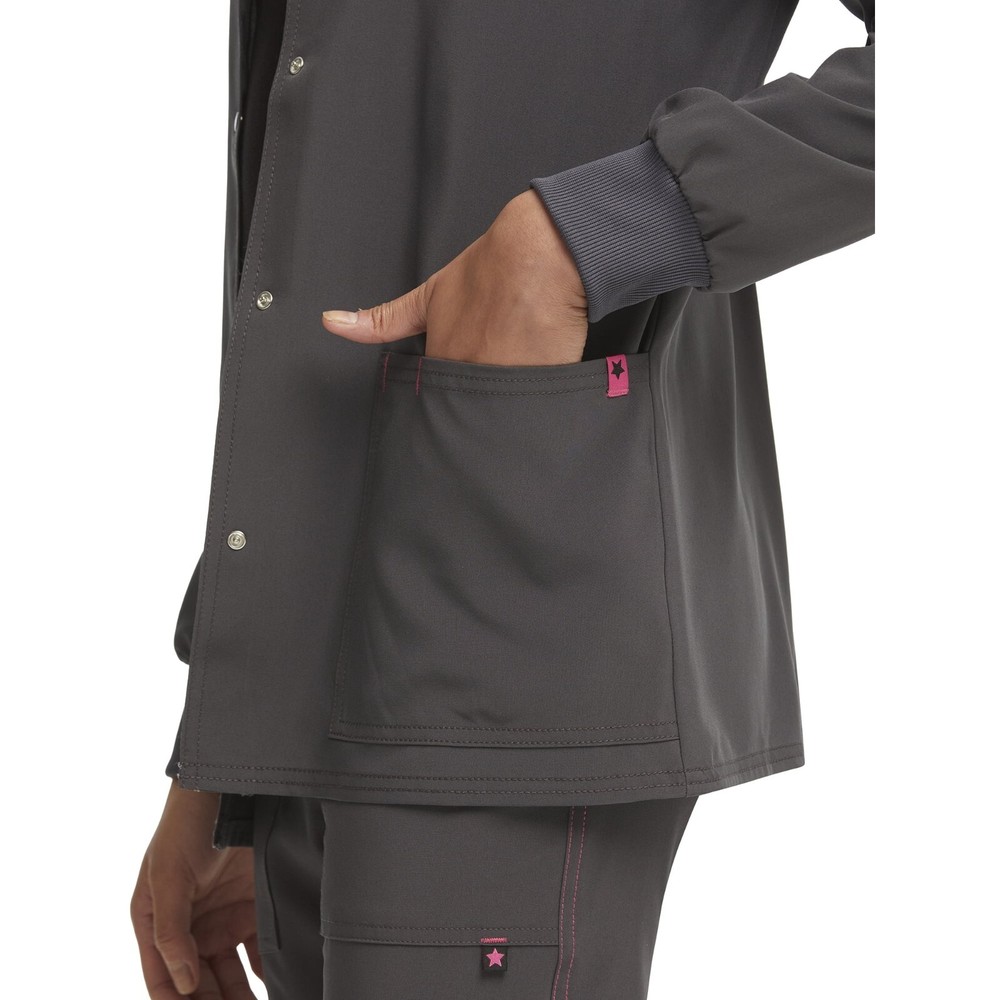 Scrubstar Women's 2Pc Warm Up Scrub Jacket & Pull On Trouser Pewter Plus Size3X