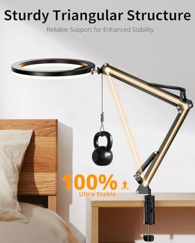 12’’ Ring Light with Overhead Phone Mount, LED Selfie Light Desk Ring Light