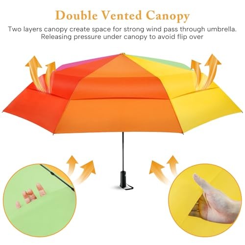 Rainbow Umbrella For Adults - Oversized 54inch Double Layer 0.2Rainbow