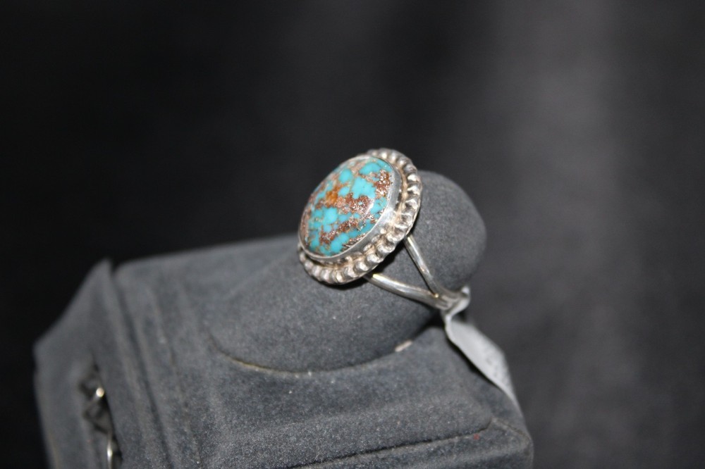 Kingman Turquoise And Sterling Silver Ring Size 6