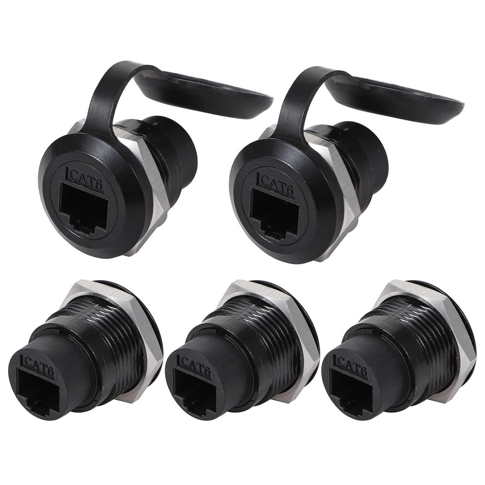5PCS RJ45 Panel Mount Connector, Cat6 8P8C Ethernet LAN Pass Through Cable...