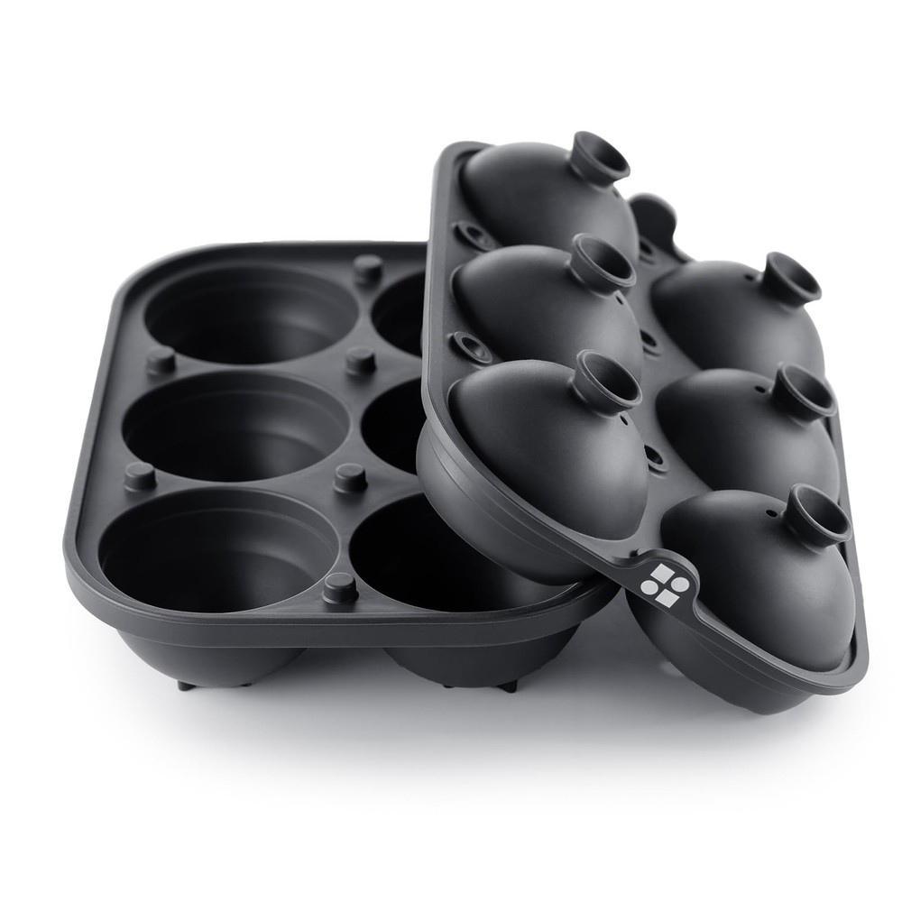 Ice Cube Molds – Large Silicone & Sphere Mold Combo with Large, Charcoal