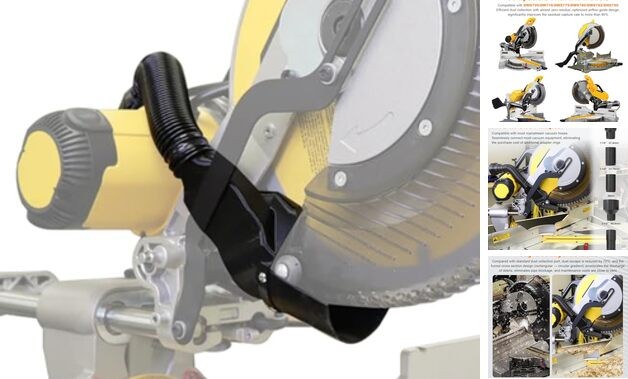 Improved Miter Saw Dust Collection Adapter, Efficient Dust Collection, Five-In