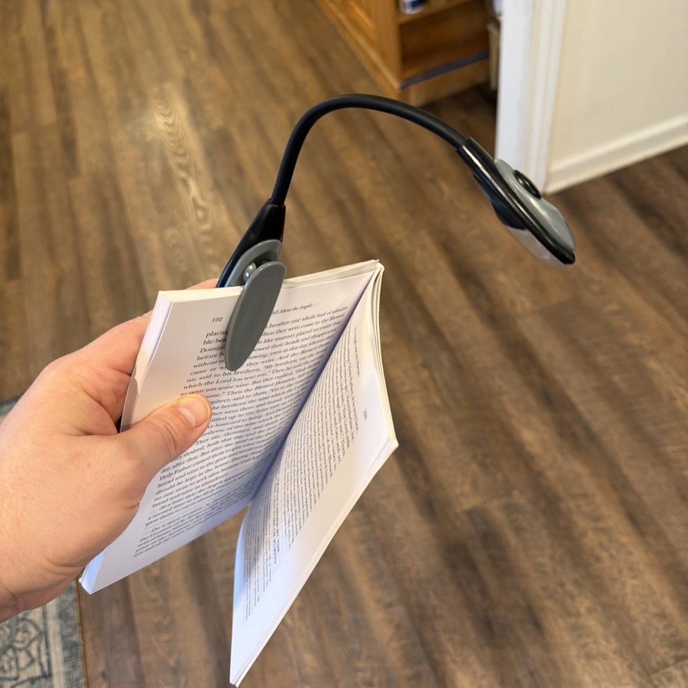 Flexible book nightlight for reading, gray, different light modes, clipable