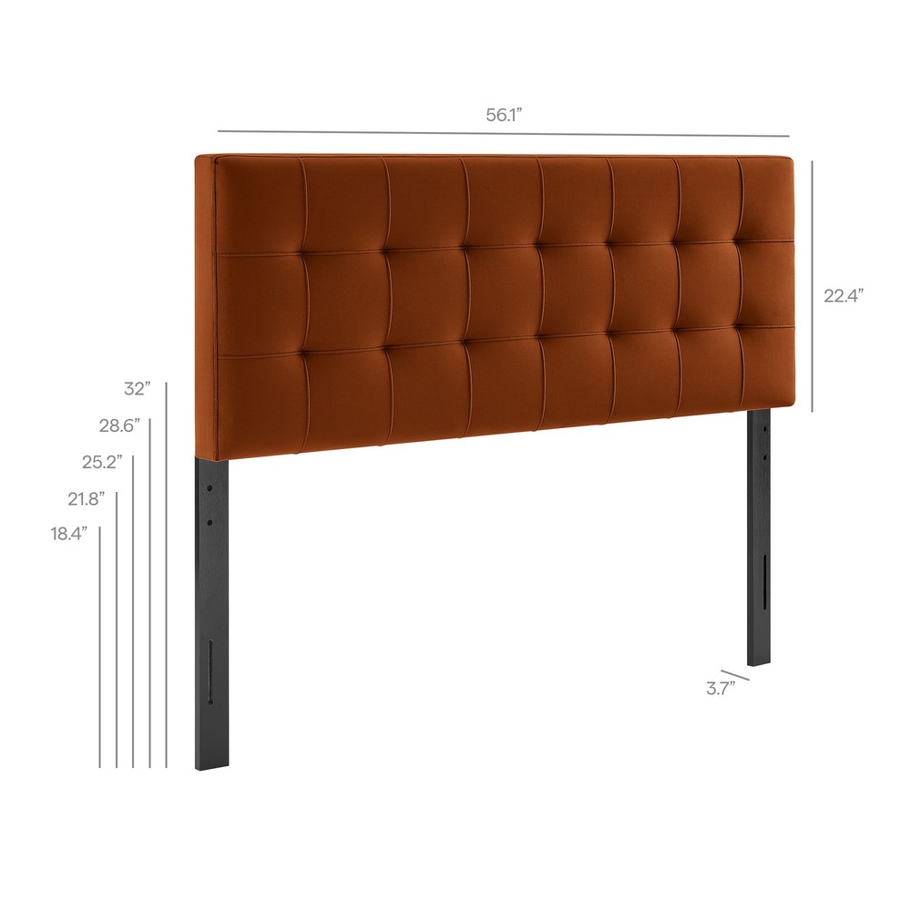 Lily Stain-Resistant Performance Velvet Full Size Headboard in Rust