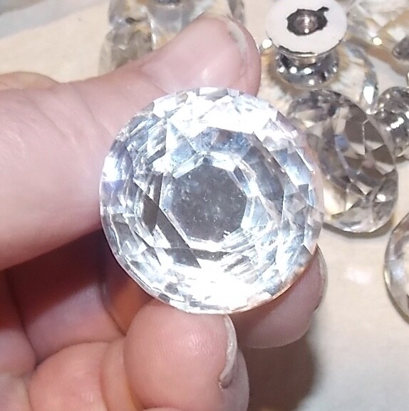 Vintage Clear Crystal Furniture Pull / Drawer Handle