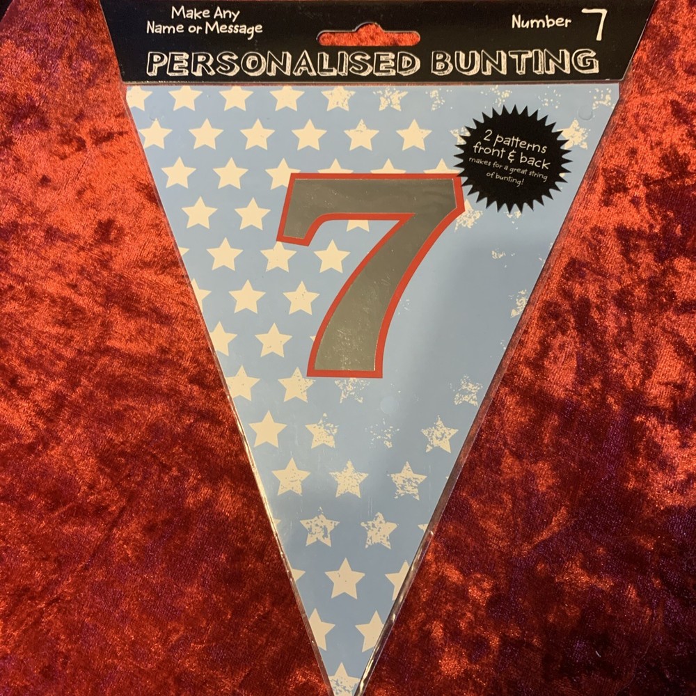 Make Any Message Or Name Personalised Bunting Blue Number 7