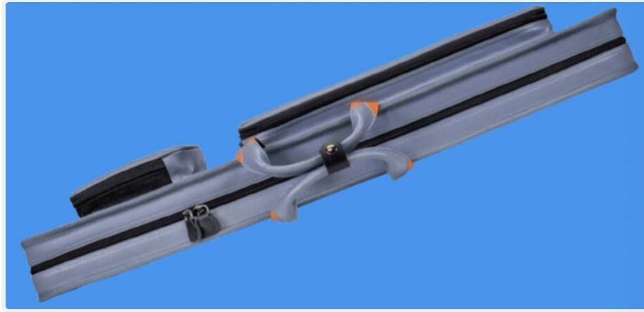 MOLINARI CUE CASE RETRO 3x6 SOFT ** GREY / ORANGE.