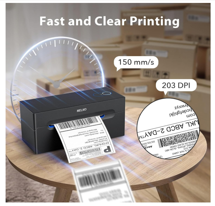 Nelko Bluetooth Thermal Shipping Label Printer Wireless 4x6 Label Printer