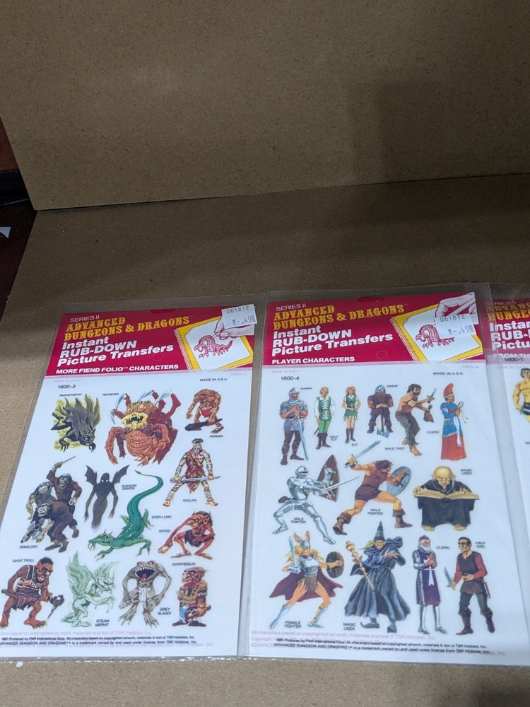 FNR Int. - Advanced Dungeons & Dragons - Instant Rub-Down Transfer Set - NOS