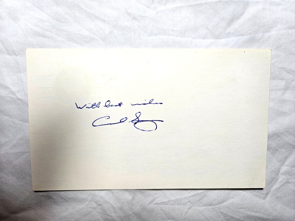 Vintage Carl Sagan signed 3x5 index card