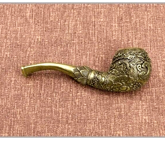 Koi Fish Pond Pipe Solid Brass Total Unrestricted Draw Large Bowl Tibet Curio