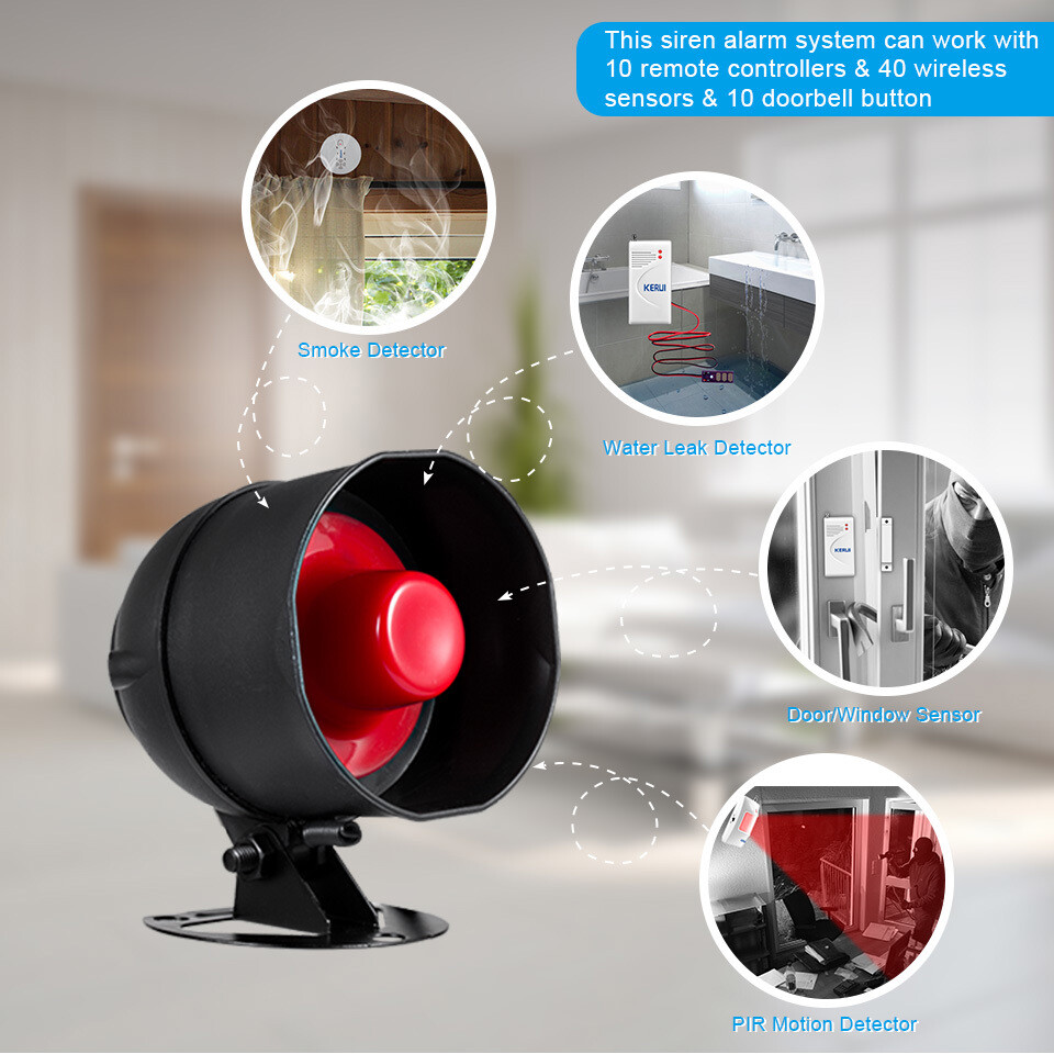 Home Siren Security Alarm System+2 Motion Detector 2 Remote Control KERUI