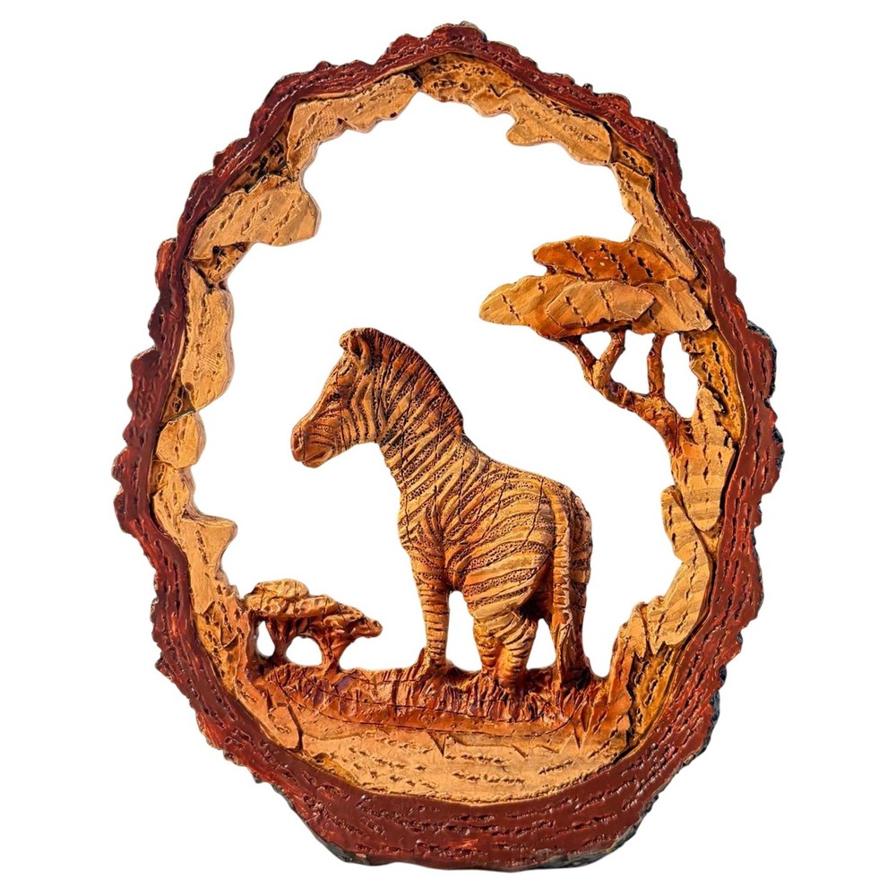 𝗭𝗘𝗕𝗥𝗔 𝗦𝗖𝗘𝗡𝗘 Resin Wood Effect figurine Wildlife Decor