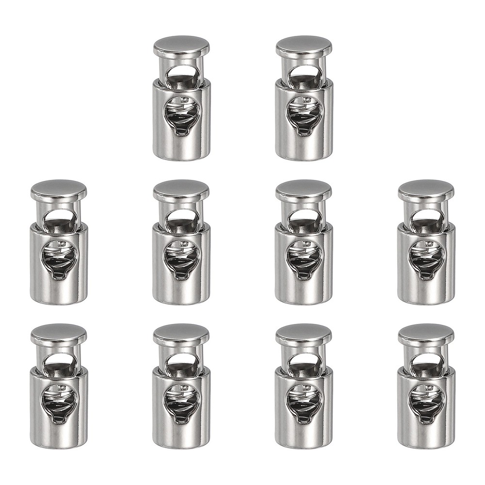 10 Pcs Metal Cord Locks, 4mm Single-Hole Cord Locks, Silver