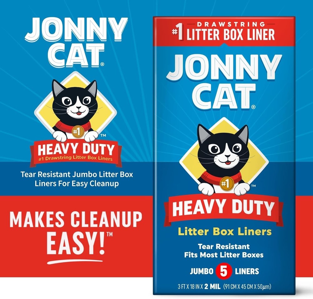 5 Pack of Jumbo Litter Box Liners - Durable, Leak-Proof, Drawstring Closure
