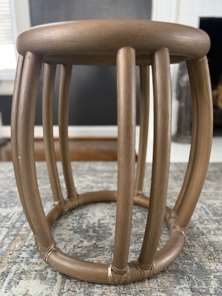 Vintage McGuire Rattan Drum Side Table or Stool