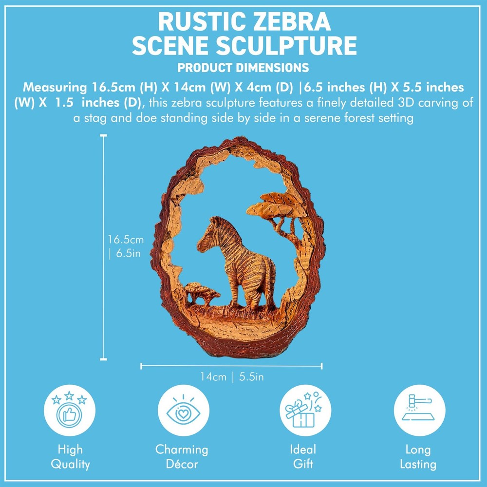 𝗭𝗘𝗕𝗥𝗔 𝗦𝗖𝗘𝗡𝗘 Resin Wood Effect figurine Wildlife Decor