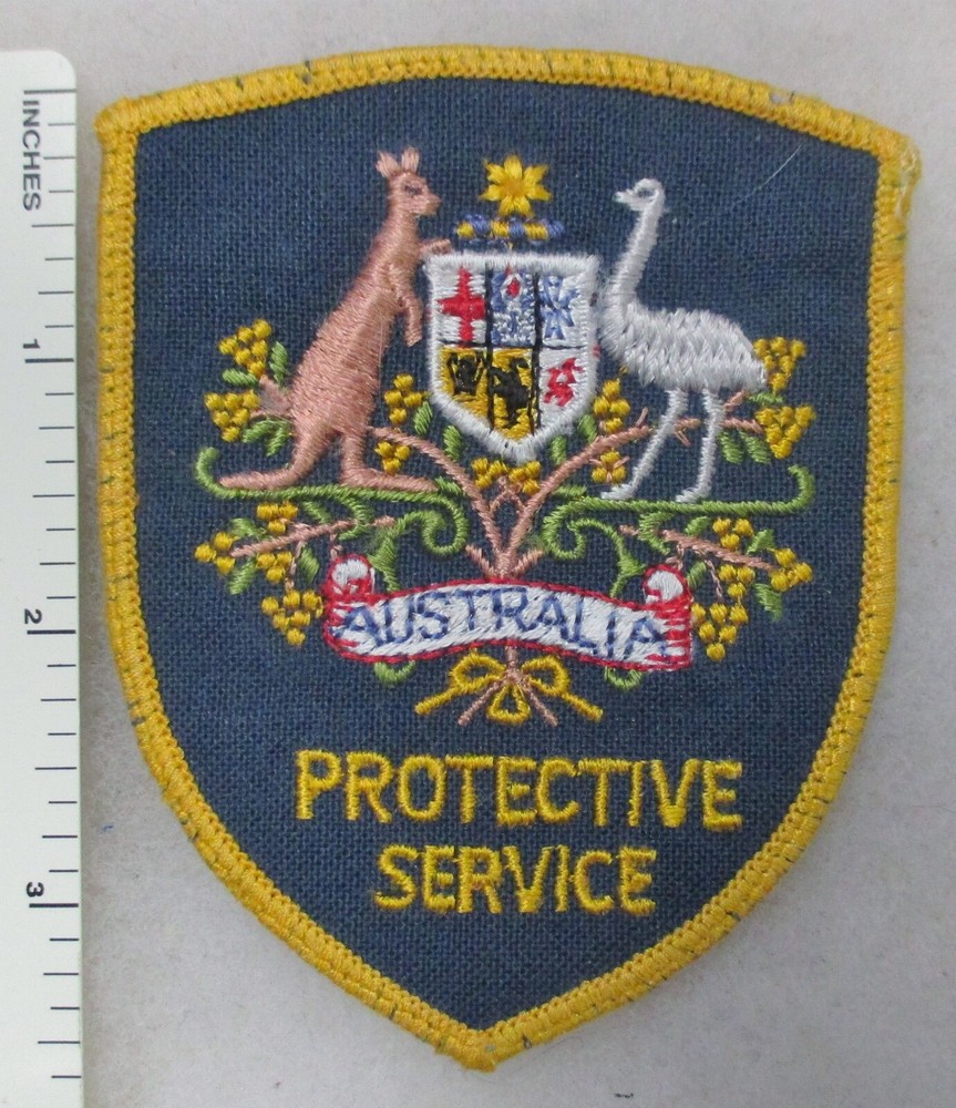 Vintage AUSTRALIA PROTECTIVE SERVICE PATCH (Yellow Edge)