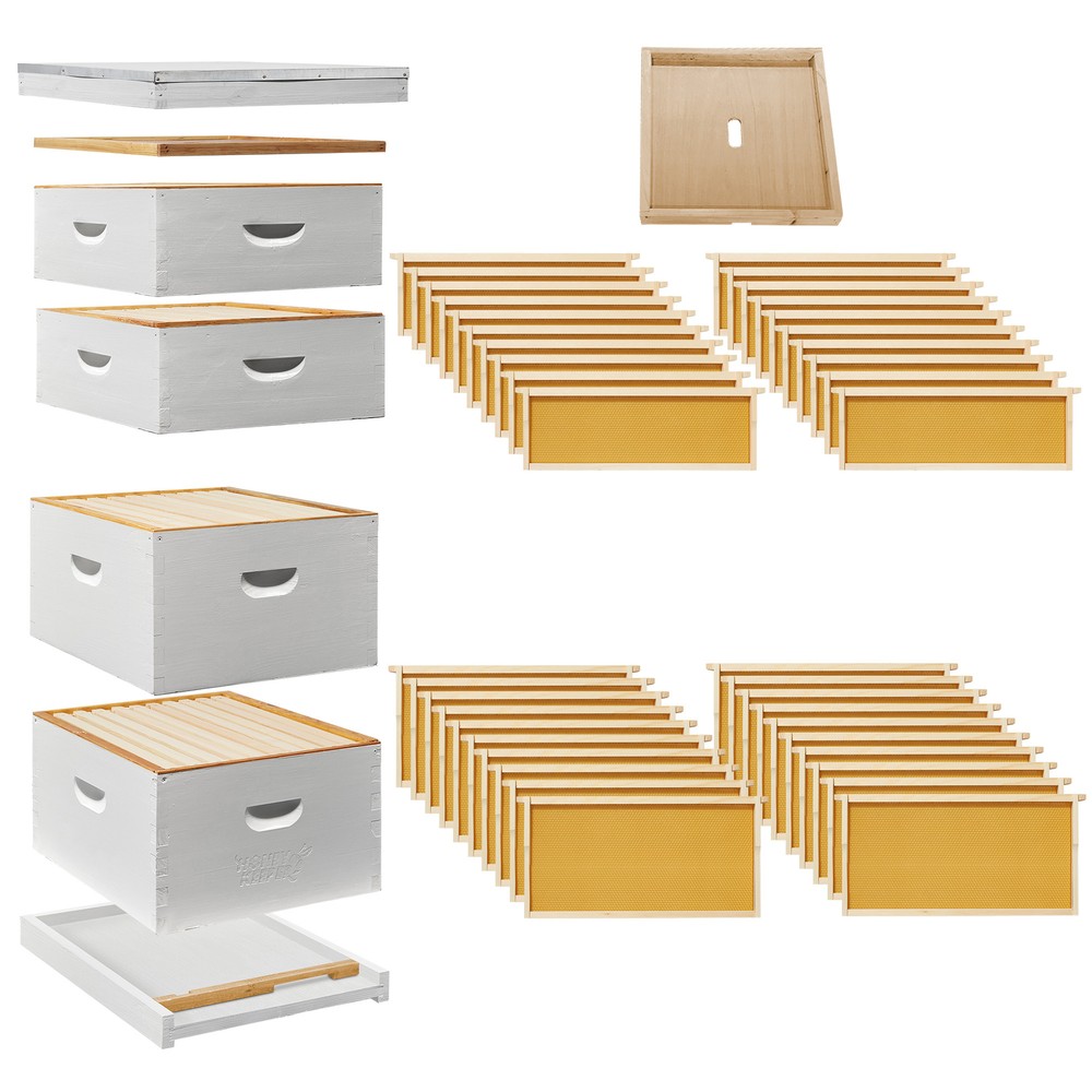 Beehive Kit Fully Assembled and Painted - 10 Frame Kit, 2 Deep, 2 Medium Supers