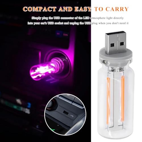 USB LED Car Interior Atmosphere Light, Plug-in USB Interface Ambient Purple