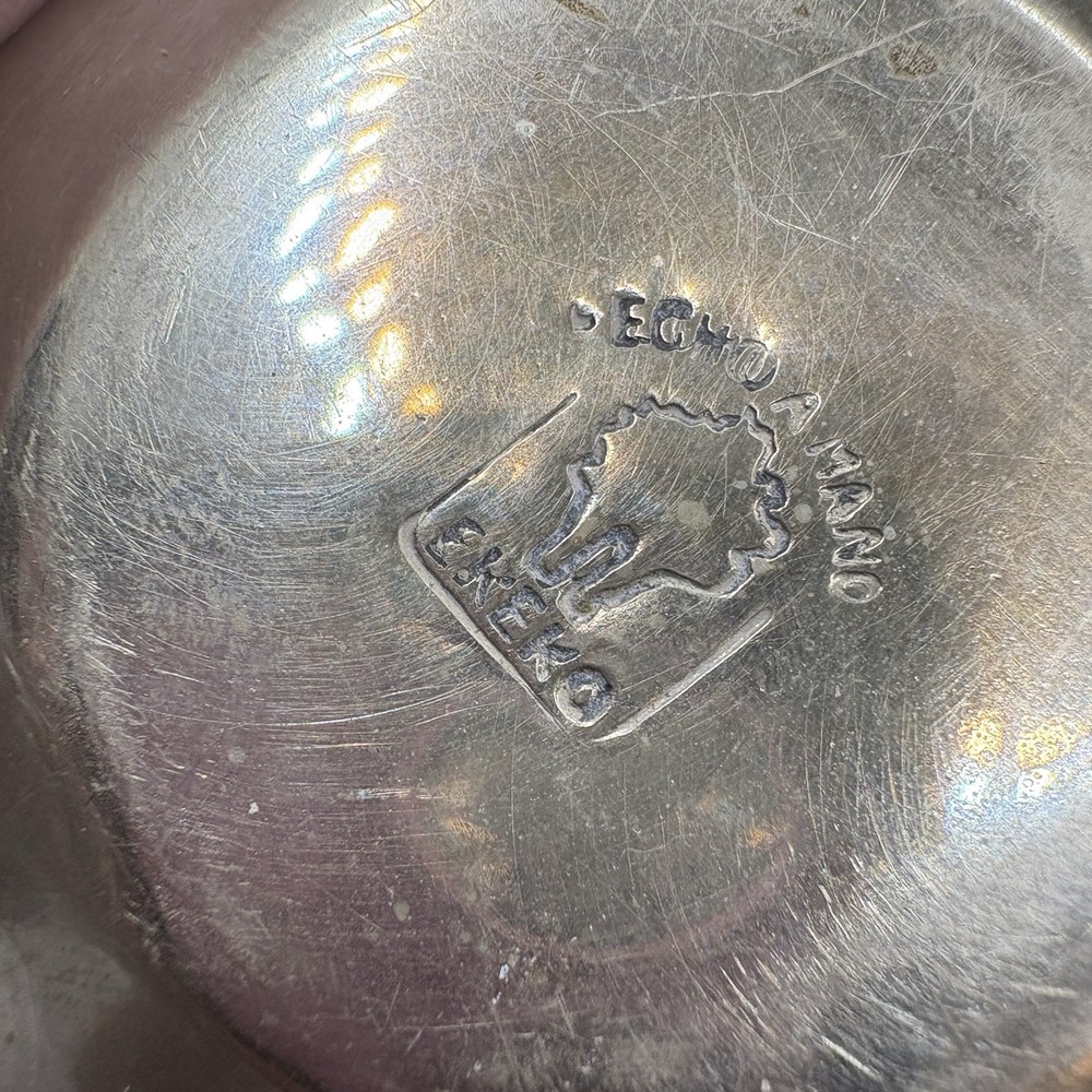 Peruvian Solid Silver Bowl - Hand Hammered "Ekeko" - .950 / .925 - 3.5"