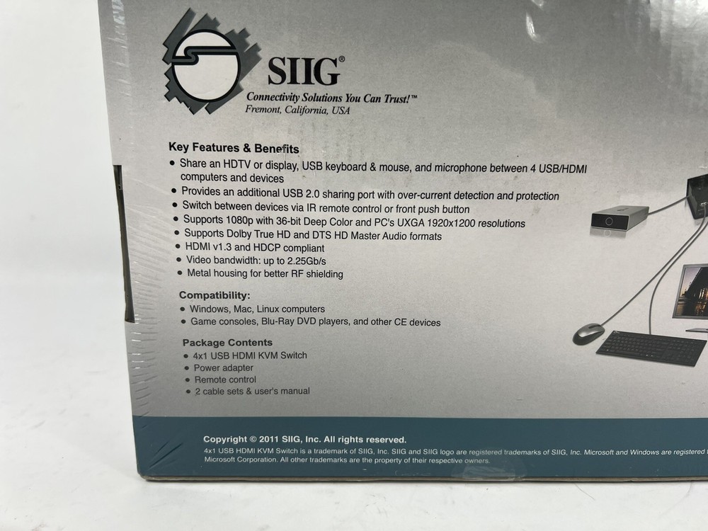 SIIG CE-KV0111-S1 4x1 USB HDMI KVM Switch