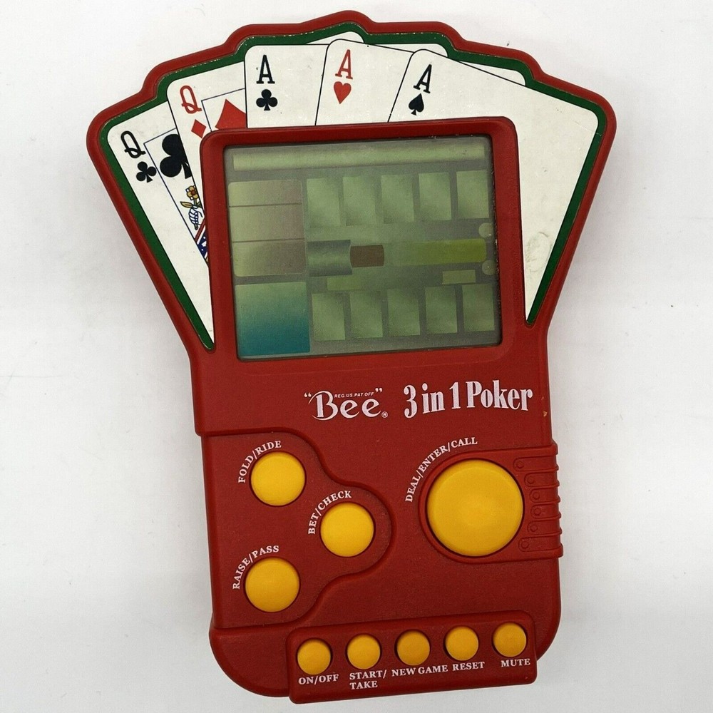 Bee 3-in-1 Poker Game Red Handheld Battery Electronic Techno Source AA Batteries