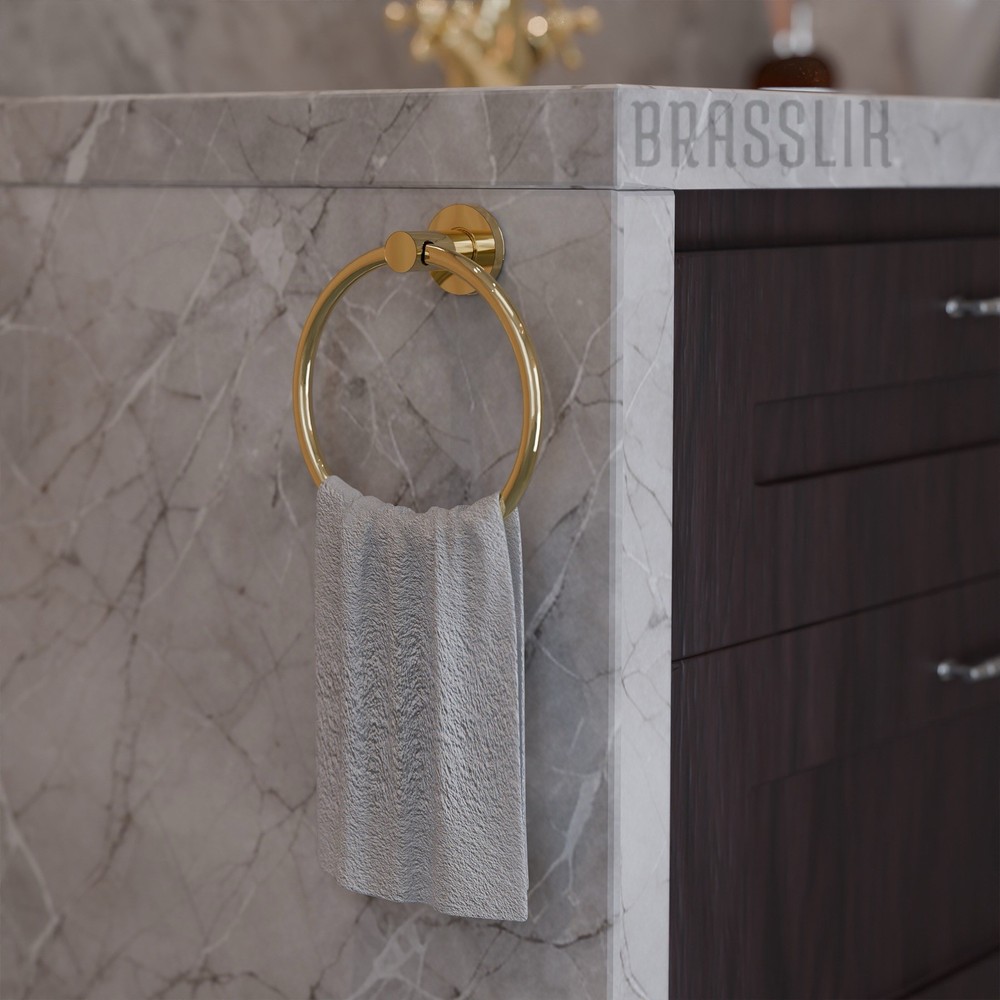 Unlacquered Solid Brass Towel Ring Hanger, Round Wall Mounted Towel Ring Holder