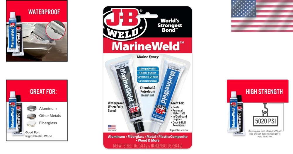 Versatile 2 oz. MarineWeld Epoxy - Strong Waterproof Cold Weld System
