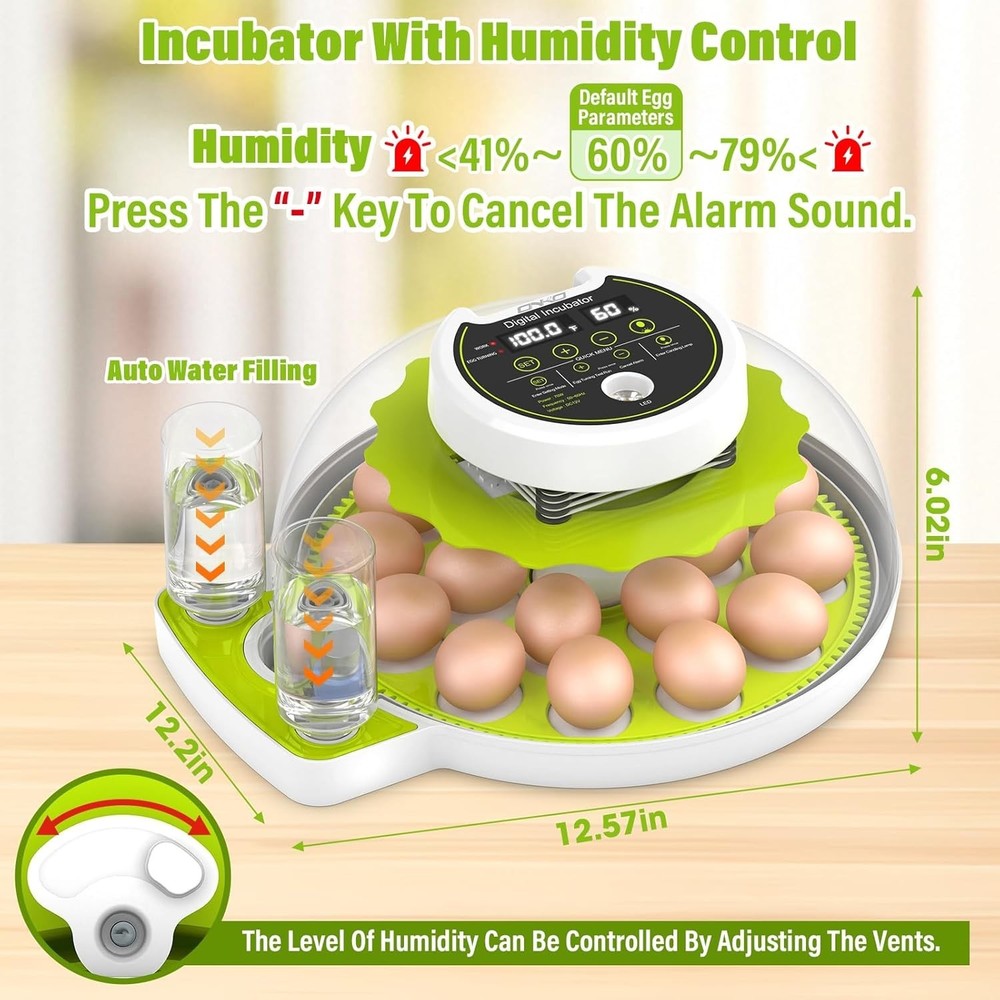 Egg Incubator with Automatic Egg Turning and Humidity Control 18 Eggs Incubator