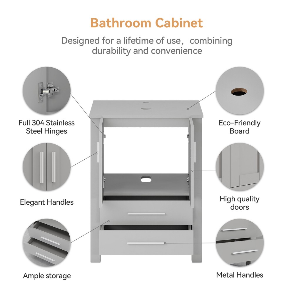24'' Bathroom Vanity with Vessel Sink with Mirror