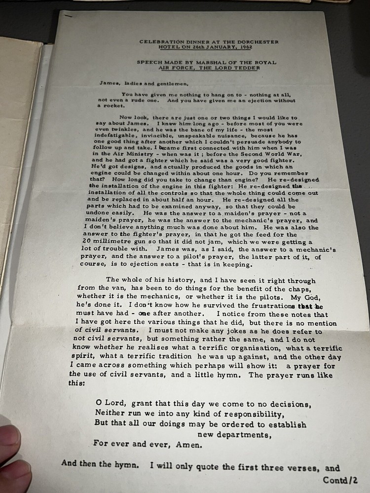 Martin Baker Aircraft 1962 Dinner & Dance Program Ejection Seat Celebration