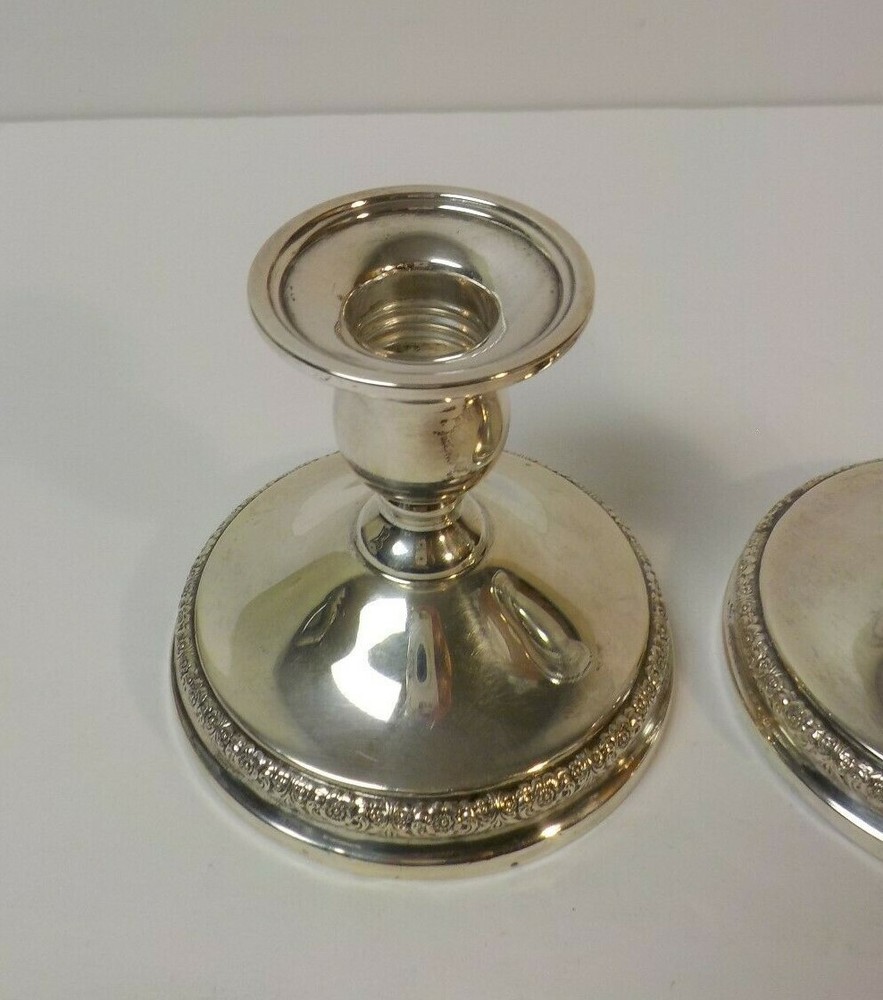 Pair International PRELUDE Sterling Silver 3.25" Candlesticks