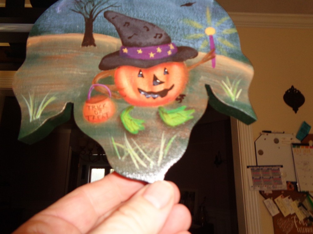 Wooden painted halloween scene