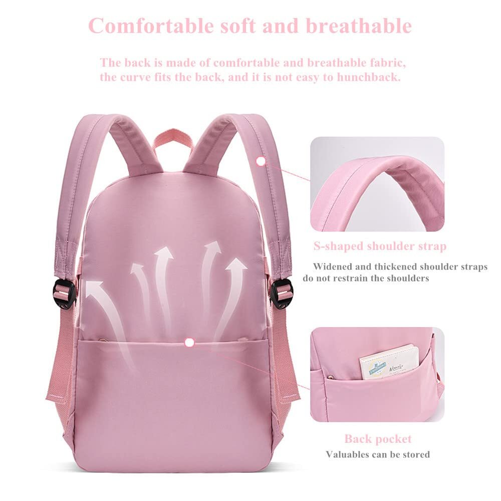Kids Backpack Solid Color Girls Elementary Middle School Casual Daypack Light...