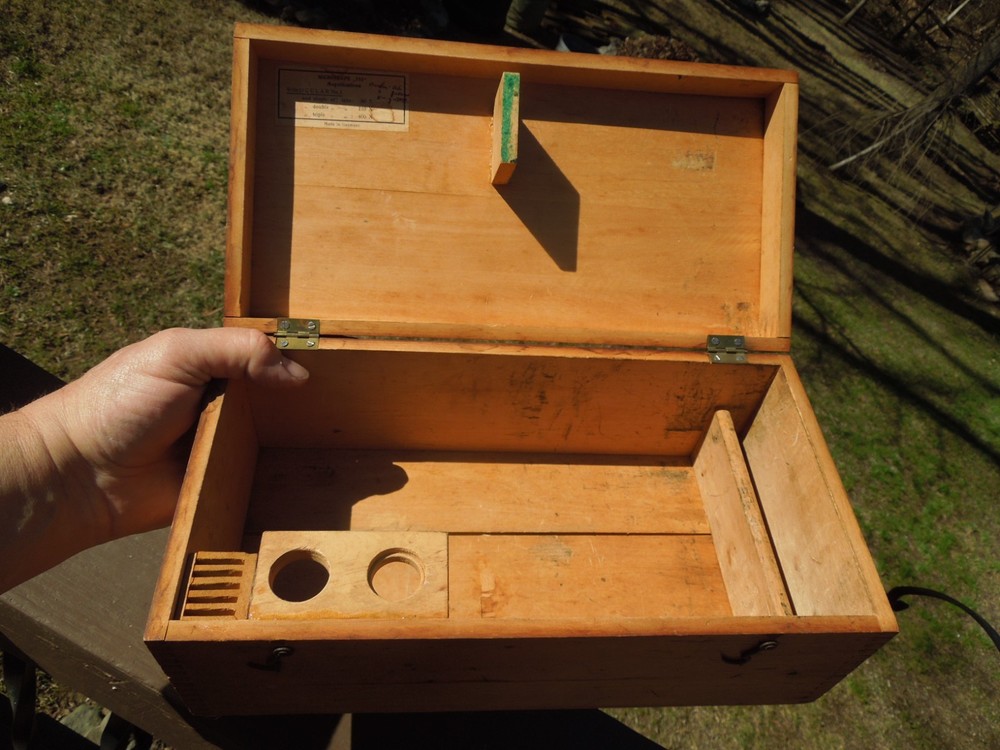 Antique Cast Iron Microscope Germany Brass Black Microskope w/ Case