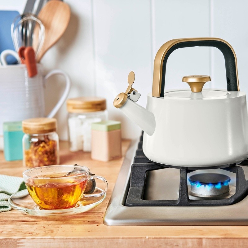 Ceramic Stovetop Kettle 1.8L Whistle Induction Durable Stainless Steel New