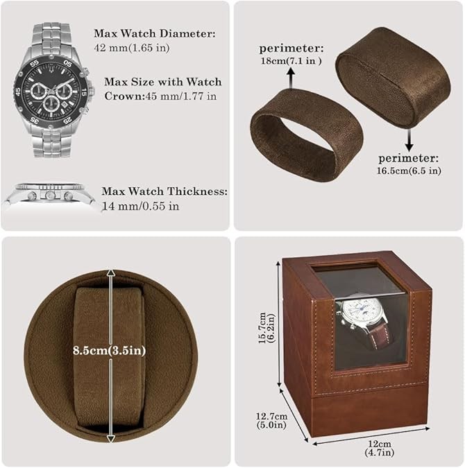 Automatic Rotation Single Watch Winder Box Leather Storage Display Case Gift.