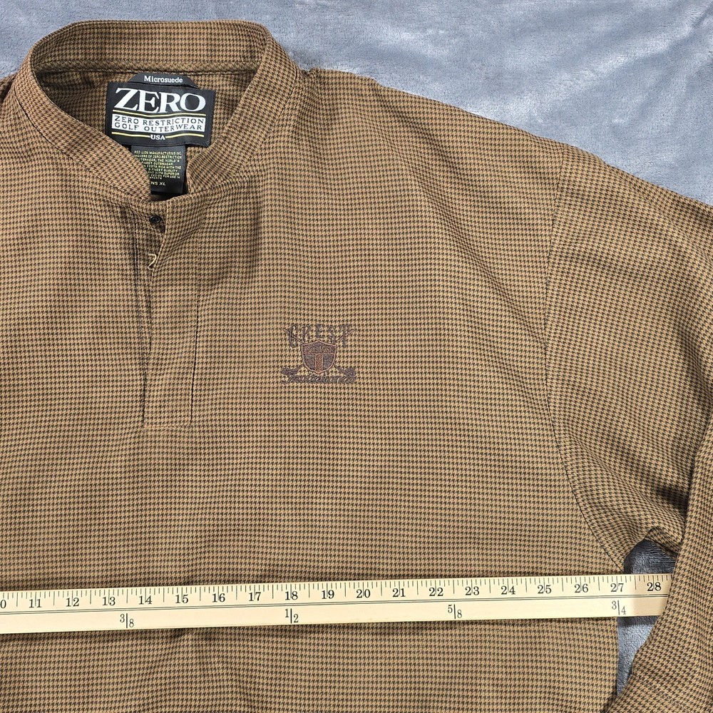 Zero Restriction Windshirt Mens XL Brown Houndstooth Microsuede Golf Performance