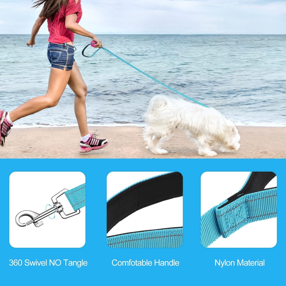 12-Pack 5 FT Double Sided Reflective Dog Leash Nylon with Padded Handle