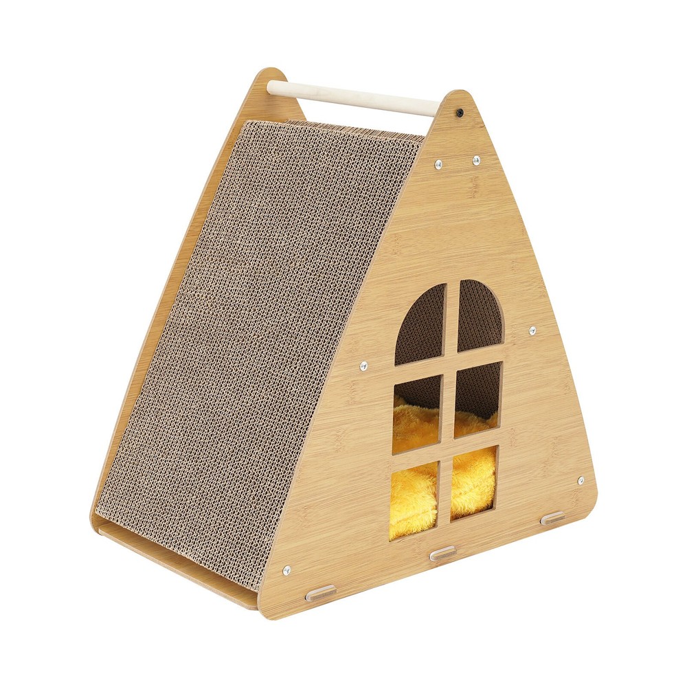Cat Scratcher Lounge with Cushion, Durable Triangle Design for Cats