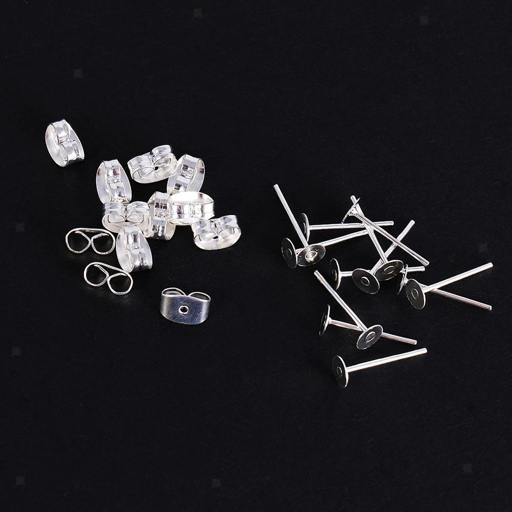 100 Pairs DIY Paste Imitation Earings Silver Plating Silver Diameter 4mm