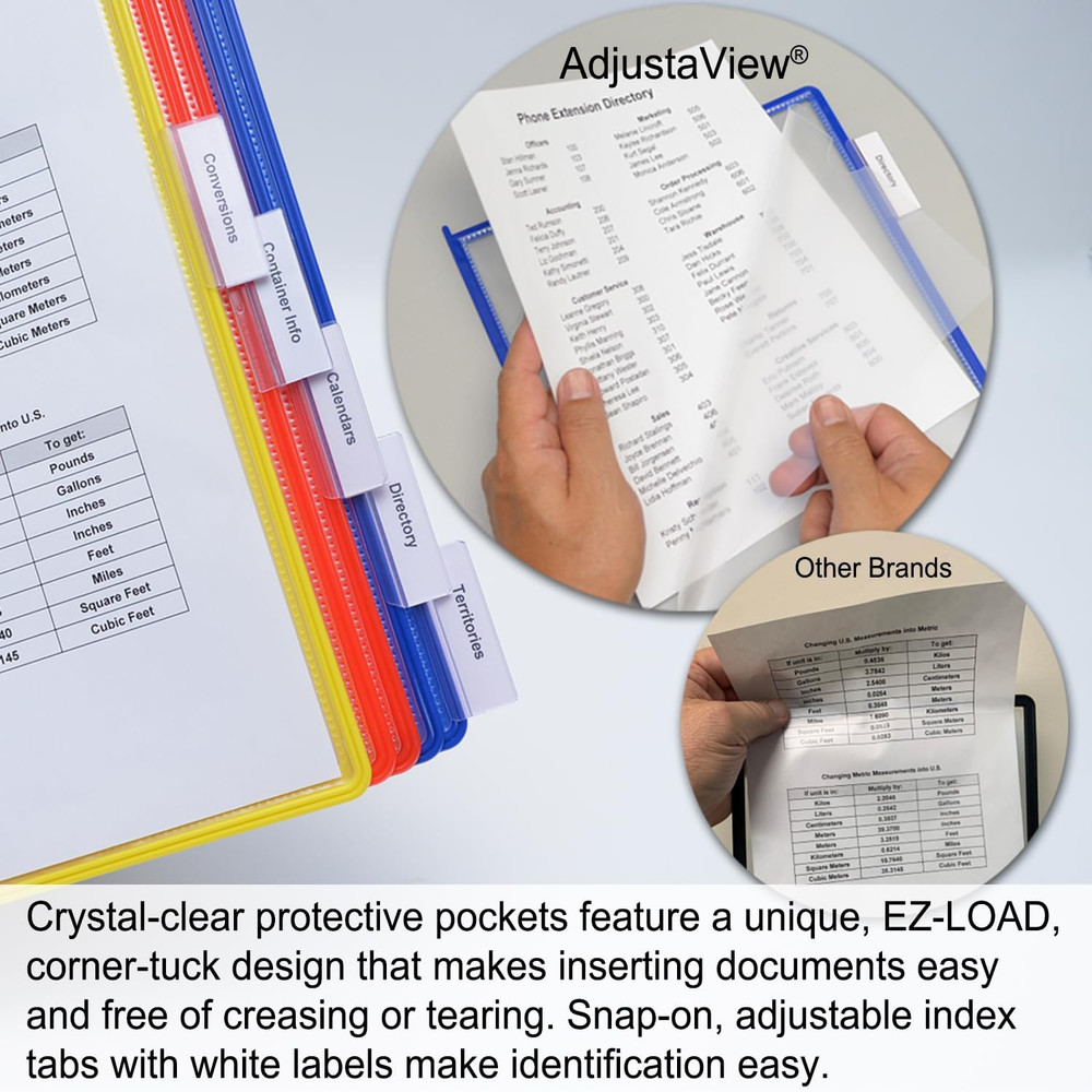 Adjustaview 20-Pocket Desk Reference Organizer with Easy-Load Pockets and Compac