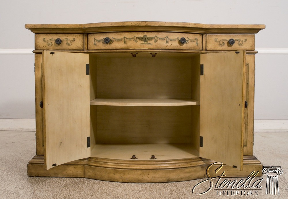 L68552: Venetian Style Paint Decorated Console Cabinet Sideboard